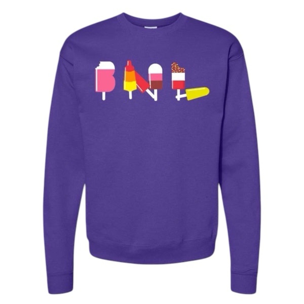 BNL POPSICLE LOGO PURPLE CREWNECK SWEATSHIRT New Without Tags Large